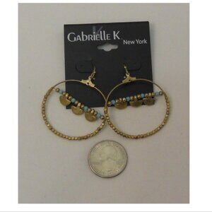 GABRIELLE K NEW YORK Earrings Drop Dangle Gold Tones Beads Hook Fasteners